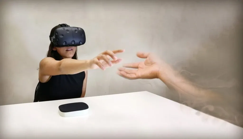 Emerge ultrasonic touch device connecting people through virtual interaction