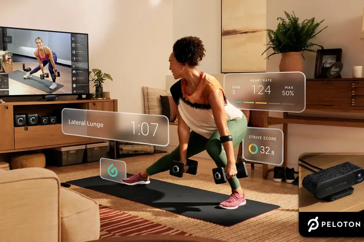 Peloton Guide strength training experience on a living room television